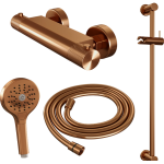 Douchekraanset Brauer Copper Carving Opbouw Met Glijstang En Ronde Handdouche Geborsteld Koper